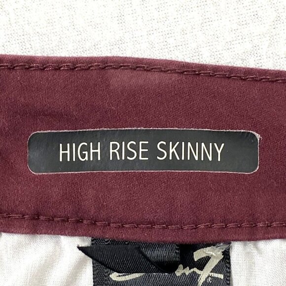 Seven7 High Rise Skinny Jeans Womens size 6 Skin Fit Denim Tapered Burgundy - Picture 14 of 16